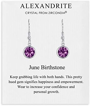 June Birthstone Drop Earrings Created with Alexandrite Zircondia® Crystals