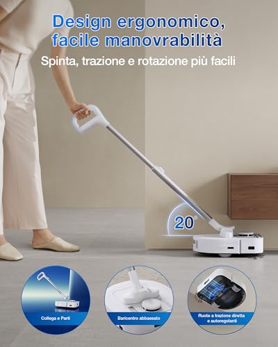 ECOVACS DEEBOT X5 HYBRID. Aspirapolvere Robot/Manuale 2-in-1 con Svuotamento Automatico, Tecnologia ZeroTangle 2.0, TrueDetect, Controllo via app e Mobilità Ottimizzata per una Pulizia Senza Sforzo - Immagine 2
