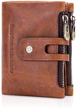 FANDARE Portafoglio Uomo Donna Corto Portafogli Pelle Portafoglio Pieghevole, con porta carte di credito, portamonete porta tessere Marrone