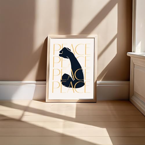 Image of BLINKART Black Cat Aesthetic Modern Art Walls With Frame | Natural Wood Texture | Living Room Bedroom Office Wall Decoration | Poster Home Decor Frames Wall Bedroom | 12x8 Inches (D68)