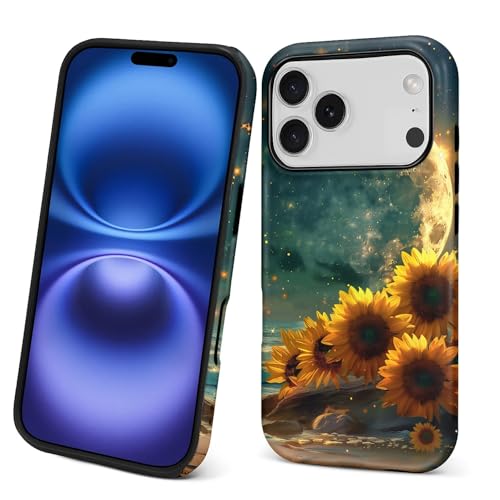 Coque PT 17 P motif lune dorée tournesol silicone liquide antichoc mat