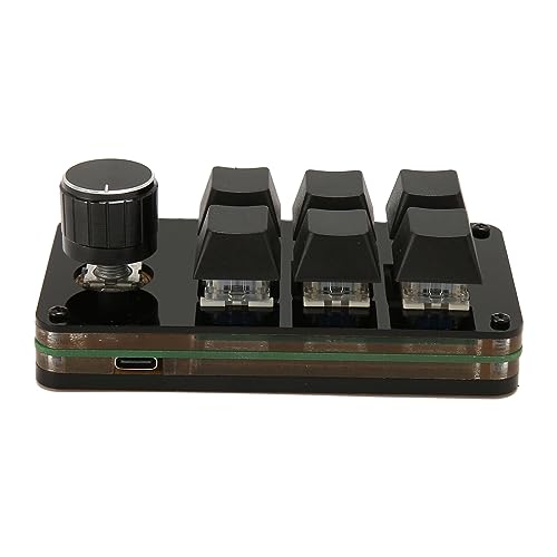 Tastiera Meccanica Blue Switch Tastierino a 6 Tasti con Manopola per Gioco di Lavoro Programmazione Macro Personalizzata Design Hot Swap Separazione dei Cavi della