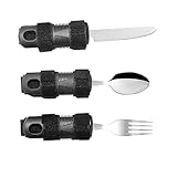 Vajilla auxiliar: Este conjunto de utensilios de cocina adaptables para adultos es más amplia y tiene un diseño sin peso, que puede brindar apoyo a los pacientes con manos temblorosas, enfermedad de Parkinson o artritis. Correa de hombro ajustable, sin ajuste elástico, fácil de transportar.