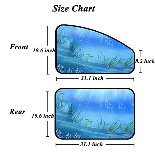 ZATOOTO Car Side Window Sun Shades - Front Rear 4 pcs Magnetic Privacy SunShades Ocean Underwater World Pattern Design SUV Windshield Cool Curtain for Baby Kids - Thumbnail 6
