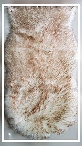 Householdfurnishing Lambskin Sheep Skin 100% Polyester Faux Fur Soft Door Mats Rug (Beige-Black, 60X110)