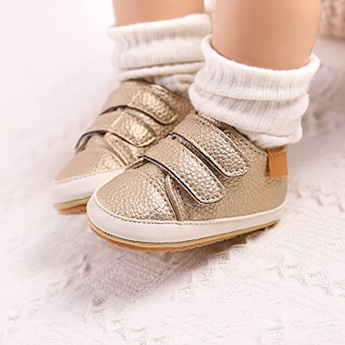 Image of Baby Boys Girls Shoes Non-Slip Rubber Sole High-Top PU Leather Sneakers Infant First Walking Shoes Toddler Crib Shoes Newborn Loafers Flats.