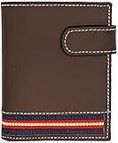 Hispapiel Cartera Hombre pequeña con Bandera de España. Billetera de Piel marrón Caballero, Tarjetero Monedero de Cuero auténtico. Made in Spain (Vertical)