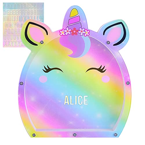 Beinou Tirelire Compteuse Pièces Voyage Licorne Tirelire Billet Transparente Acrylique Décoratives avec des Lettres Personnalisées Cadeau d'enfants Cover
