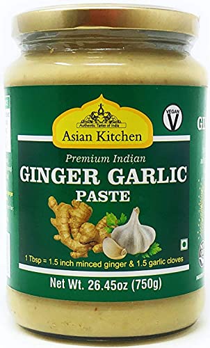 Asian Kitchen Ginger Garlic Cooking Paste 26.5oz (750g) Glass Jar ~ Vegan | Gluten Free | NON-GMO | No Colors | Indian Origin