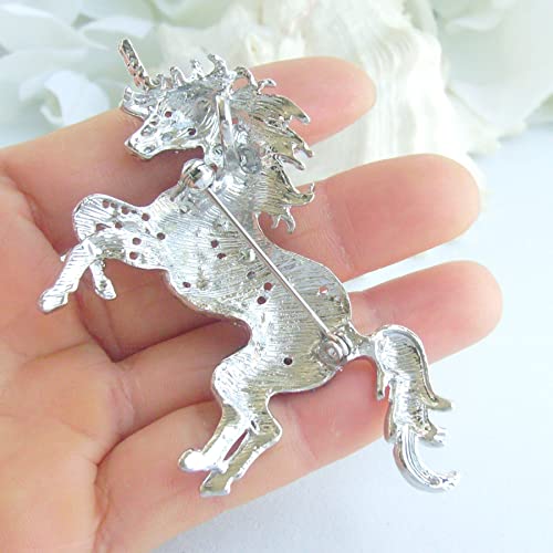Image of Unique Animal Unicorn Horse Brooch Pin Pendant Austrian Crystal BZ6172