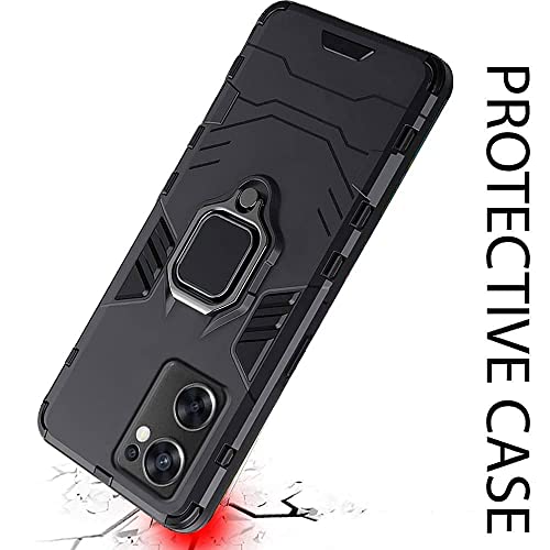 Image of WOW IMAGINE Polycarbonate Tough Armor Bumper Excellent 360 Degree Protection Back Cover with Ring Holder & Kickstand in-Built for OnePlus Nord CE 2 5G (Carbon Black)