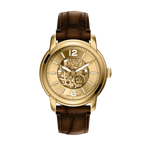 Image of Fossil Heritage Brown Automatic Leather Watch ME3279