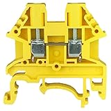 Dinkle Yellow DK2.5N-YW DIN Rail Terminal Block Screw Type UL 600V 20A 12-22AWG, Pack of 100