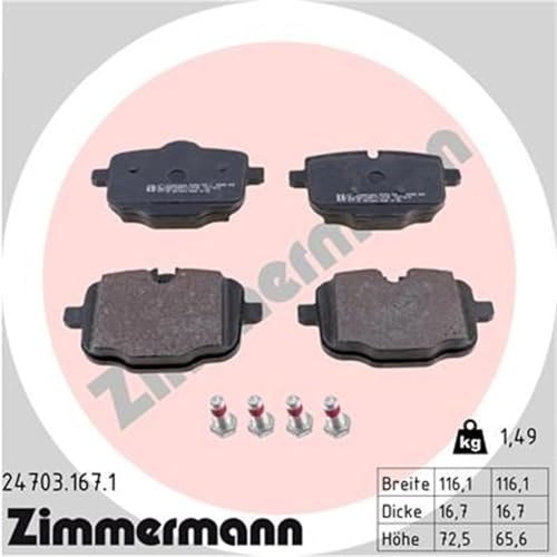 ZIMMERMANN Plaquettes de freins Arrière Épaisseur 17mm La photo correspond au contenu de la livraison 24703.167.1 Compatible avec BMW 5 Berline F10 5 Touring F11 X3 G01, F97 3 Berline G20, G80 – vue 2