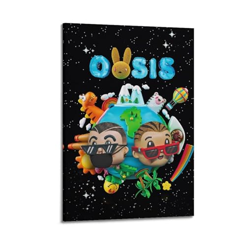 JTFCKH BAD BUNNY Rapper Music Firmado Limited Album Cover Prints Posters Lienzo Arte de pared Habitación Pósters Estéticos Música Aula Dormitorio Decoración de Pared Arte 60 x 90 cm Estilo Marco