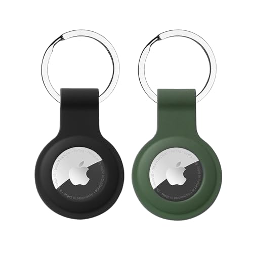 2 Stück Schlüsselanhänger für Apple AirTag Anhänger, Airtags Hülle Silikon Case Cover Schutzhülle für Air Tag mit Key Ri...