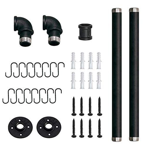 Toplife 31.5 Inch Pot Rack, Kitchen Wall Mounted Detachable Pan Lid Utensils Organizer Hanging Rail With 14 Hooks, Black #TOP5