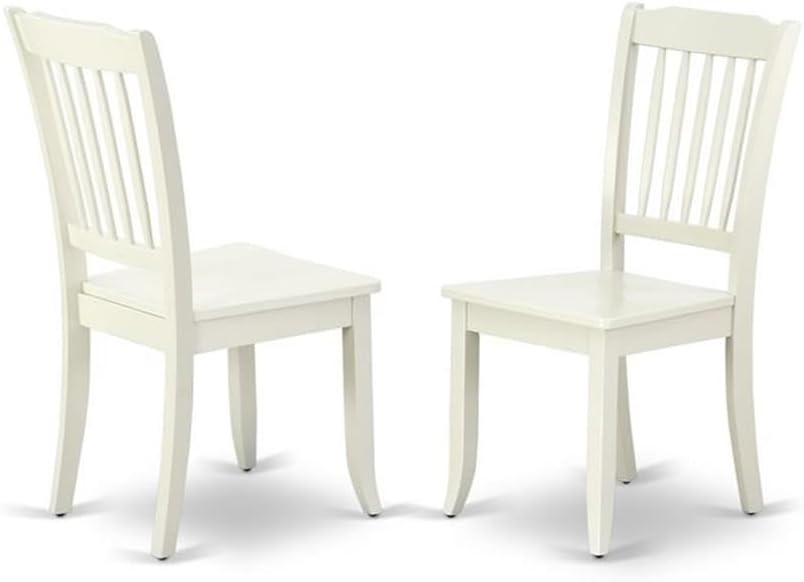 East West Furniture DMDA3-LWH-W 3 Piece Dining Table Set for Small Spaces Contains a Round Dining Room Table with Dropleaf and 2 Wood Seat Chairs, 42x42 Inch, Linen White
