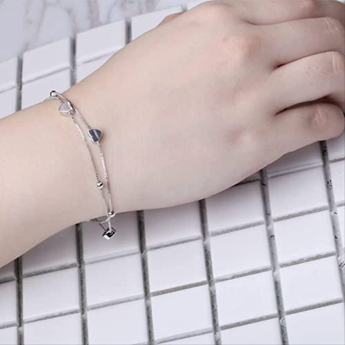 Pulsera de múltiples capas TXQHDHX de doble corazón con acabado elegante 3