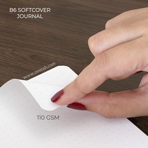 Image of NEORAH - B6 Dotgrid Notebook SOFT COVER |Organiser REFILL |Dotted notebook Journal | 110 GSM |160 pages (Size 17.5 cm x 12.5 cm)Planner Journaling Writing Note Taking Diary,Travellers Journal - BLACK