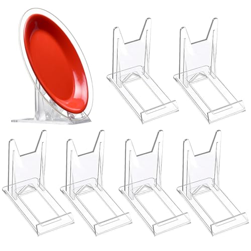 aghoer 6 stycken akryltallriksställ, justerbar plast dekottallrikshållare, transparent displaystativ, bildstativ, för fotodisplayer, tallrikar, bordskort, kokböcker