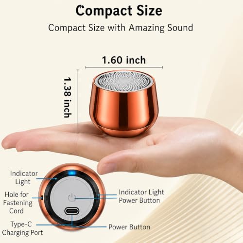 Image of PEFUPEW Portable Mini Bluetooth Speaker, Small Wireless Speaker Bluetooth 5.3 with Stereo Sound, Deep Bass, TWS Pairing, IP7 Waterproof, 8 Hours of Playtime, for Home /Outdoor /Party /Travel /Gift Ideas