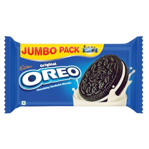 Image of Cadbury Oreo Vanilla Flavour Creme Sandwich Biscuit Jumbo Pack, 459.25 g