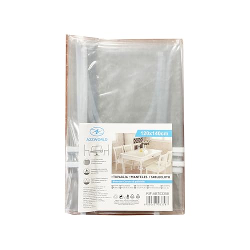 A2ZWORLD Mantel Transparente de Mesa Rectangular de PVC, Mantel plastificado Protector Impermeable fácil de Limpiar (140 x 120 cm)