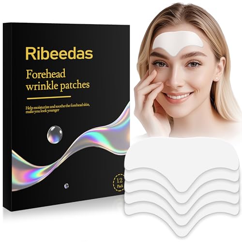 Ribeedas 12 Pack White Forehead Wrinkle Patches Overnight,Collagen Wrinkle Patche,Apply to the Skin...