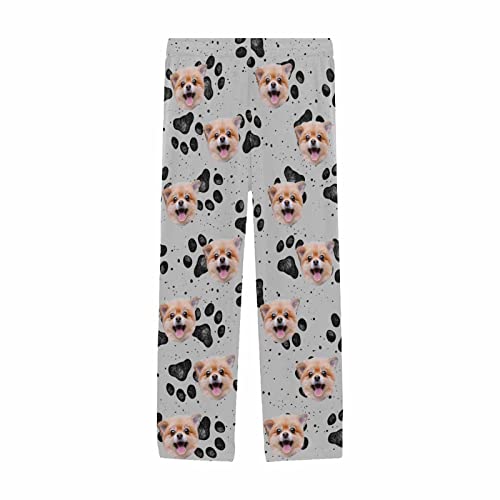Personalized Photo Face Pajama Pants for Men Custom Hand Painting Dog Paw Pajama Sleepwear Bottoms with Pockets3