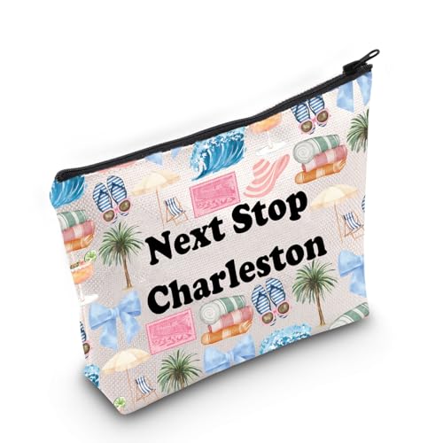 JXGZSO Charleston Travel Gift Next Stop Charleston Makeup Bag Bachelorette Gift South Carolina City Trip Gift Traveler Merch