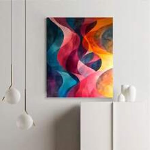 Peinture sur toile décoration murale moderne ruban coloré encadré 80x120cm - 4