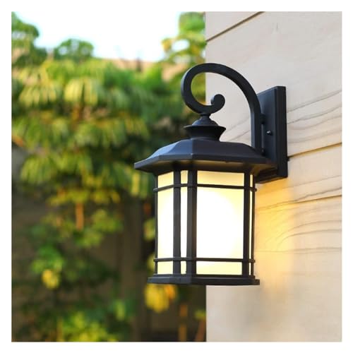 Lámpara de pared Luces de pared para exteriores Pantalla de vidrio cuadrada simple Accesorios de iluminación exteriores impermeables Montaje en pared Aluminio para patio exterior, porche delantero,