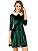 Allegra K Robe vintage en velours à manches longues avec col Peter Pan pour femme, Vert, 40