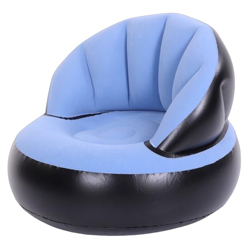 Haofy Flocked PVC Inflatable Sofa Bean Bag Chair 308.6 Lb Capacity Portable Inflatable Couch for Camping Beach Festivals Outdoor Quick Inflation Lightweight Lounge Seating (Sky Blue) - Image 3