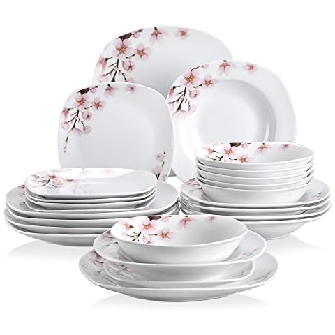 VEWEET Annie 24-Piece Floral Dinner Set Cover