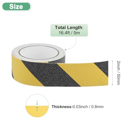 Image of M METERXITY 1-Pack Grip Tape, 2Inch x 16.4ft /50mm x 5m Anti Slip Traction Tape for Stair Steps /Indoor /Outdoor, Non Skid Adhesive Stair Tread Tape [Black /Yellow]