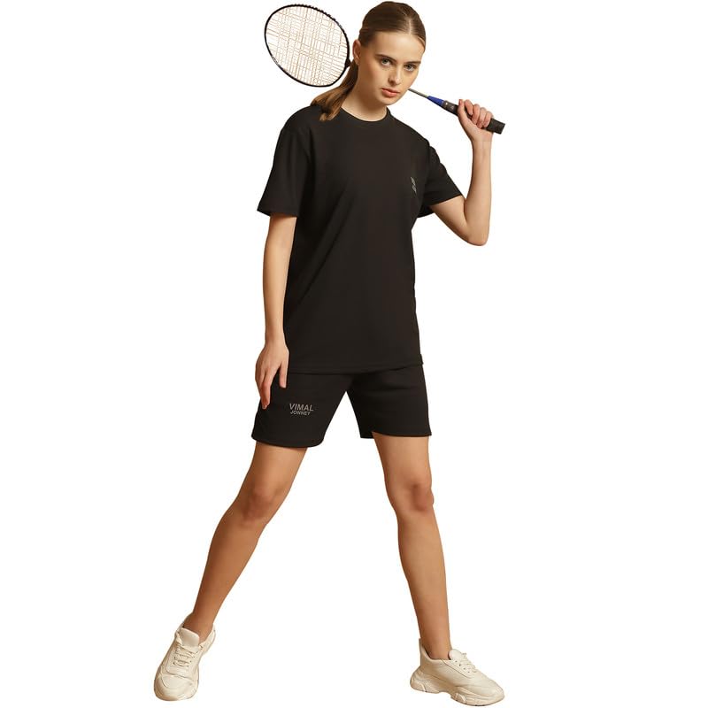 Image of Mack Jonney Solid Polyester Lycra Half sleeves Co-ord Set Trackuit For Women-P