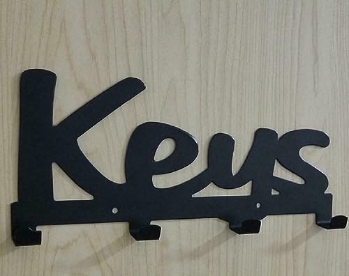Wall Mounted Key Holder with 4 Hooks, Coat Rack,Letter Storage,Screw and raw Plugs Included,Cast Iron,Ideal for The Kitchen or Bathroom,Decorative and Ergonomic Design Molded into The Word Keys - Cosy Home Interiors Wall Mounted Key Holder with 4 Hooks, Coat Rack,Letter Storage,Screw and raw Plugs Included,Cast Iron,Ideal for The Kitchen or Bathroom,Decorative and Ergonomic Design Molded into The Word Keys - Image 3