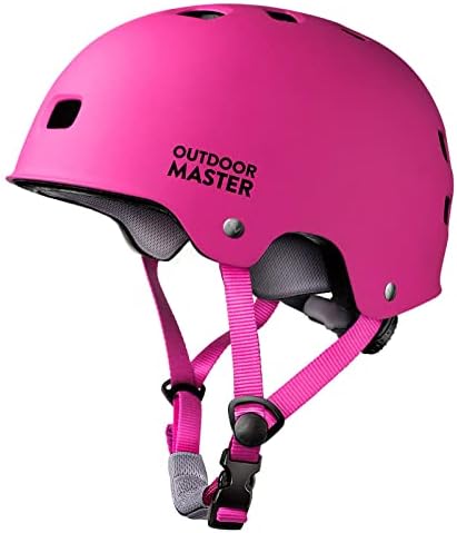 OutdoorMaster Skateboard Cycling Helmet - Two Removable Liners Ventilation Multi-Sport Scooter Roller Skate Inline Skating Rollerblading for Kids, Youth & Adults - M - Pink