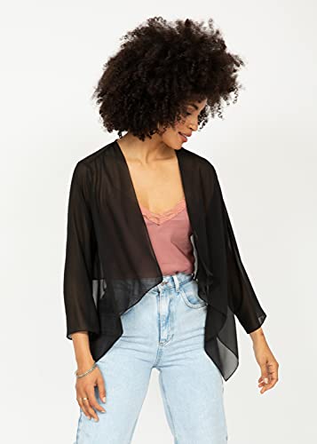 likemary Bolero Shrugs for Dresses – Bolero Jackets & Shrug Cardigans for Evening & Day in Elegant Sheer Georgette (Black US 8) - Thumbnail 4