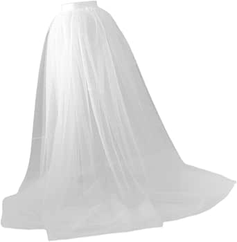 Women's Wedding Maxi Tulle Skirt With Detachable Train – Floor Length Overskirt, Mauve Color, Size L/XL - View #8