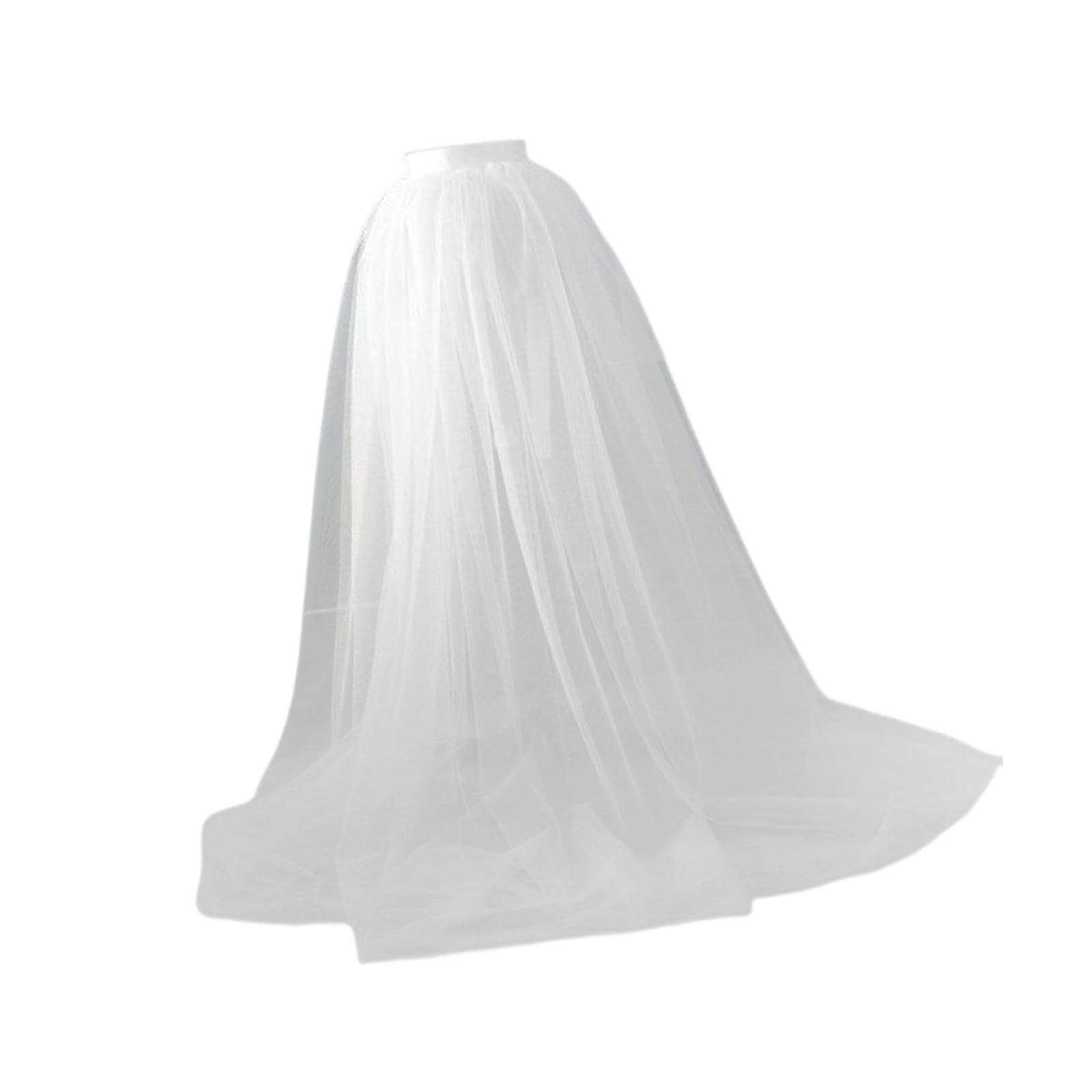 Women Tulle Tutu Long Skirt Lace up Solid Color for Party Cosplay Evening white-image-22
