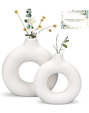 TAVADA Set di 2 Vaso di Ceramica,Vase Decoratif Vaso Ceramica Rotondo da Fiori Decorativo in Stile Moderno per La Decorazione del Soggiorno Camera da Letto e Dell&#39;ufficio