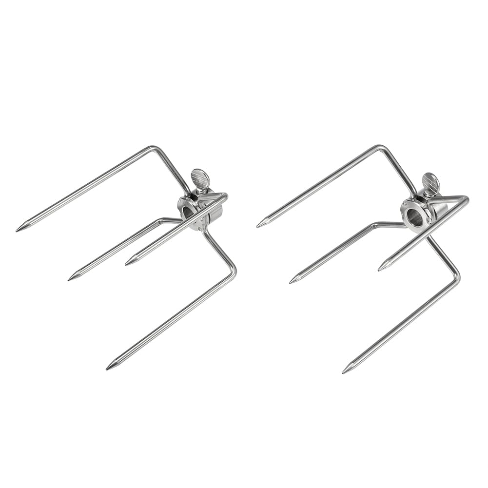 Hztyyier 2 Pièces Multifonctionnel Gril Fourchette en Acier Inoxydable Rôti Broche Rôtissoire Fourchettes Barbecue Outil pour Barbecue en Plein Air Fête Barbecue Fork Barbecue Sticks