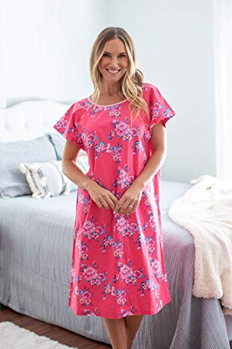 Gownies - Designer Hospital Patient Gown, 100% Cotton, Hospital Stay (Small/Medium, Rose) #TOP3