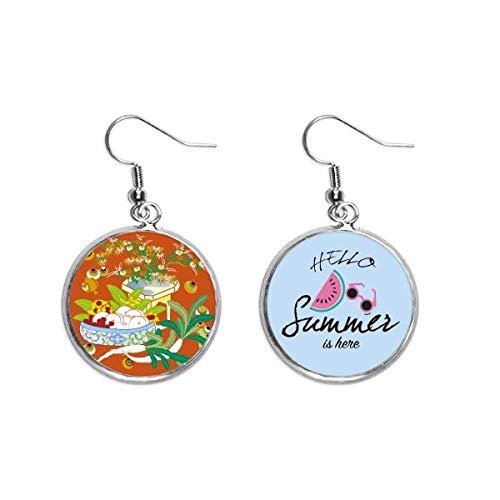 Pendientes de sandía con hojas culturales pintadas a mano para el verano