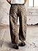 Flamingals Barrel Leg Mid Waist Leopard Stitch Detail Crop Pants for Women Without Belt Leopard S