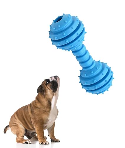 Sage Square Rubber Dumble Bell Toy Features Enjoyment, Entertainment, Relieves Boredom, Engages, Motor Skills, IQ, Safe, Great for Indoor or Outdoor Play