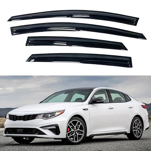 IG Window Visor for Kia Optima 2016-2020 (Excludes Hybrid Models), Rain Guard Tape-On Extra Durable Sun Wind Side Vent Window Deflector Mugen Style, 2016 2017 2018 2019 2020